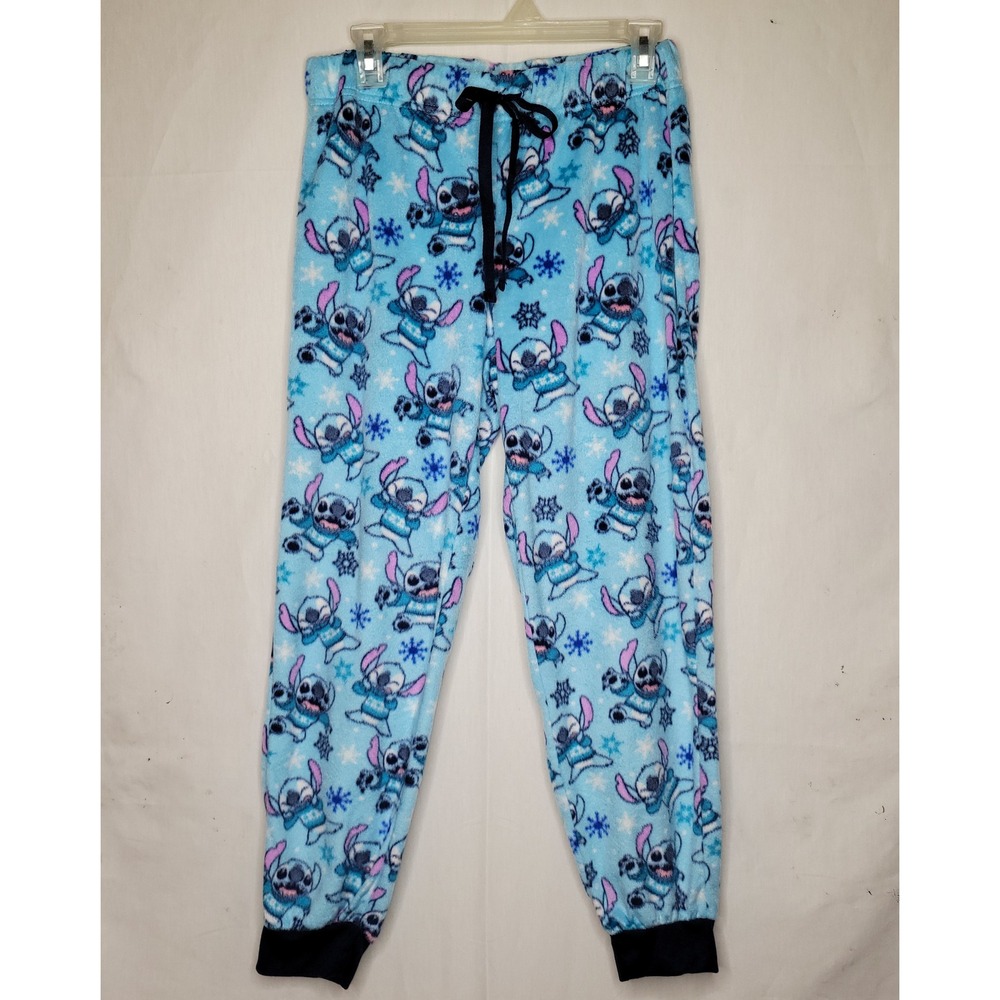 Disney Stitch Winter Snowflake Fleece Pajama Pants/Joggers - Picture 1 of 4